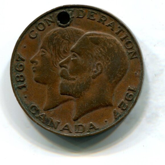 1927 Canada Royal Visit "Holed" Medal (b546-10) - Picture 1 of 2